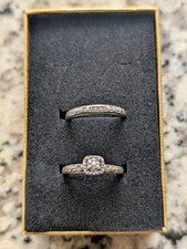 Engagement Wedding Sterling Set Cross Diamond Ring Size 6.5 Religious Cross