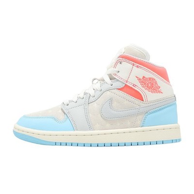 Nike Wmns Air Jordan 1 Mid AJ1 Sail Hot Lava Blue Chill Women