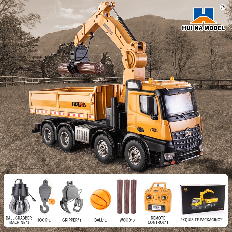 NEW HUINA 1/14 rc cars truck 2.4G RC Timber Grab Truck Dump Toy RTR Radio LED