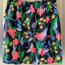 J Crew Fac NWT Floral Linen Cotton Blend Skirt Size 10 Lined ElasticRuffleWaist
