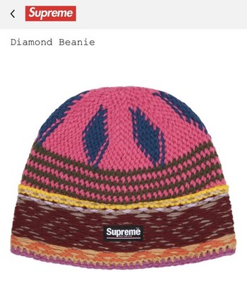 帽子 25AW Supreme Diamond Beanie Pink Supreme FW25 Acrylic Diamond Woven Logo Label Beanie Pink One Size