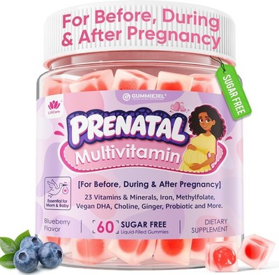 Prenatal Vitamins for Women, Prenatal Multivitamin Gummies + Methylfolate, Iron