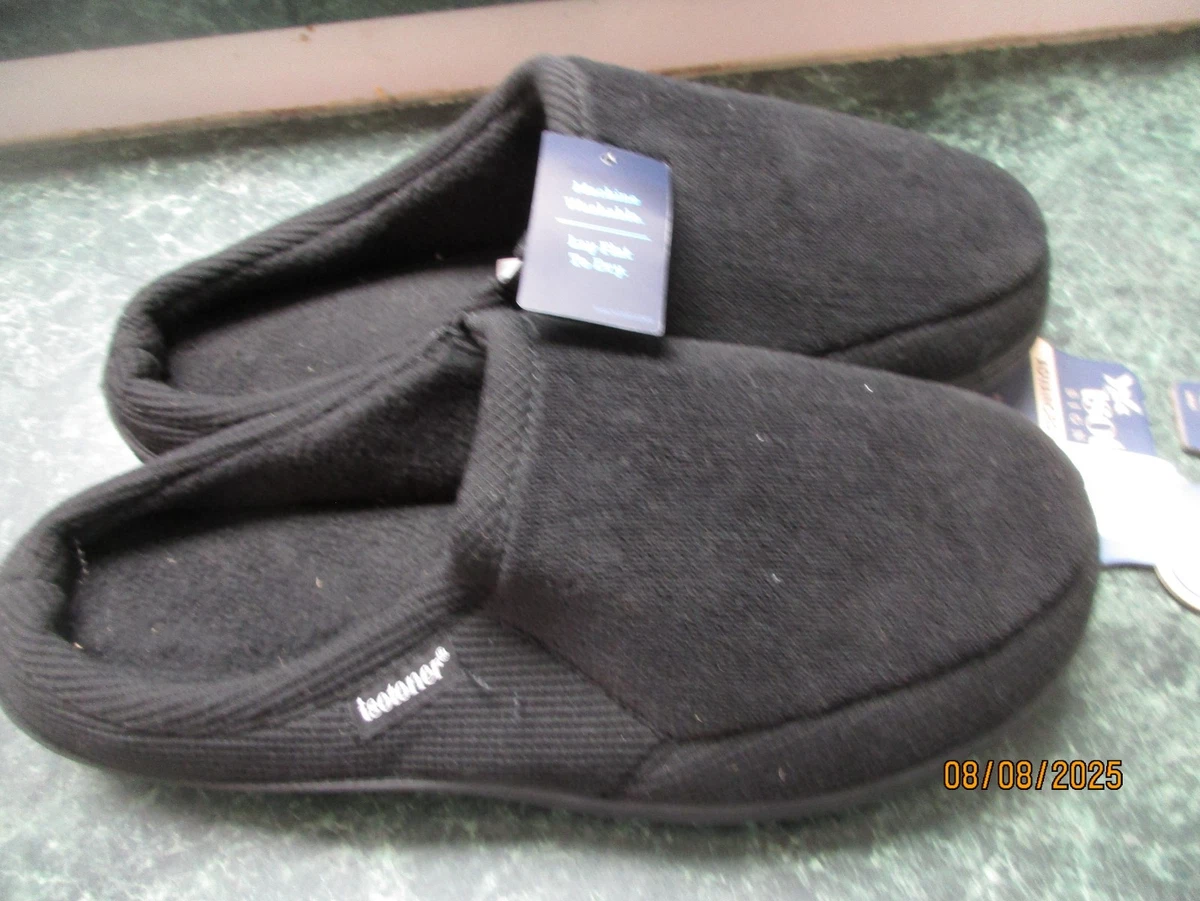ISOTONER Slippers Mens Size 11 12 Black Slip On Plush Lined Gel Memory Foam Men main image 3