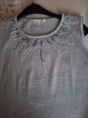 Shirt von Imagini, hellgrau ohne Arm mit Glitzereffekt Größe 40/42