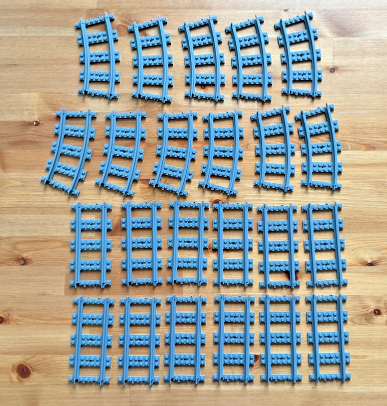 Lot of Gray Lego Train Track 23 Pieces 12 Straights 11 Curves