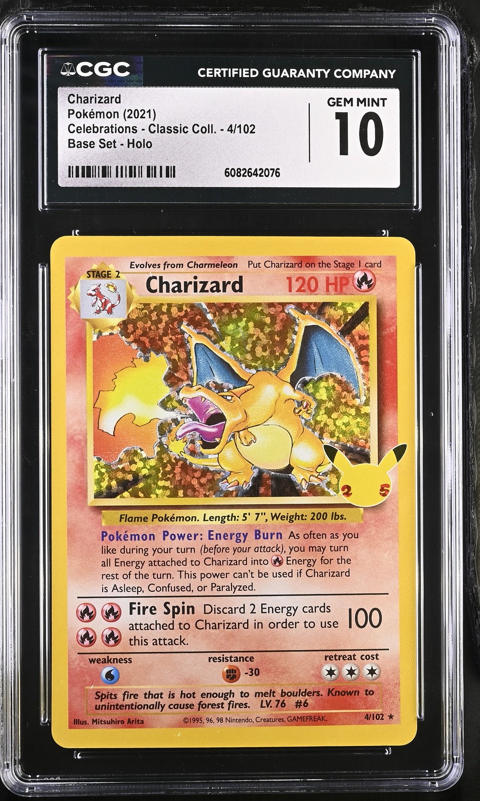 Charizard 4/102 Celebrations Classic Holo Pokemon CGC 10 Gem Mint *076