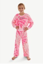 Justice Pajama Set Girls L 12/14 Pink Tie Dye Fleece Sleep Is My Bestie