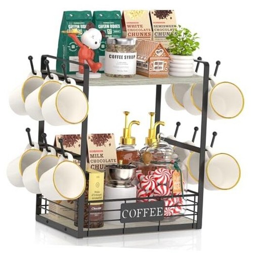 Coffee Bar Station Organizer Mug Cup Holder Stand for Countertop, Multi
