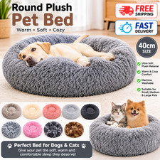1PC 40cm Gradient Dark Gray Round Plush Dog Bed Washable Warm Pet Sofa Bed