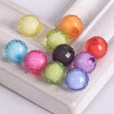 100pcs 8mm 10mm 12mm Round Faceted Acrylic Plastic Loose Beads For DIY Jewelry