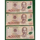 3 x 50,000 Vietnam Dong Circulated 50K VND Polymer Banknote Genuine 50000