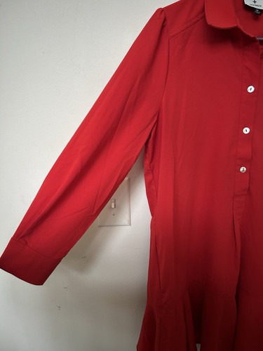 New TUCKERNUCK Women's Red Crepe Callahan Shirt Dress Sz M - Picture 4 of 7