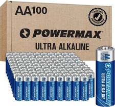 Powermax Ultra Alkaline 1.5V AA Battery - Pack of 100 Count 0.50 per gallon