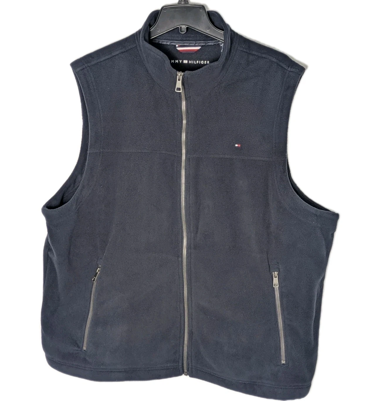 Tommy Hilfiger Men's Fleece Vest Sz XXL Blue Full Zipper Pocket Golf Preppy New