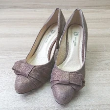 Michel Klein Glossy Elegant Ribbon Stylish Pumps Size 22.5 Brown L EPm54