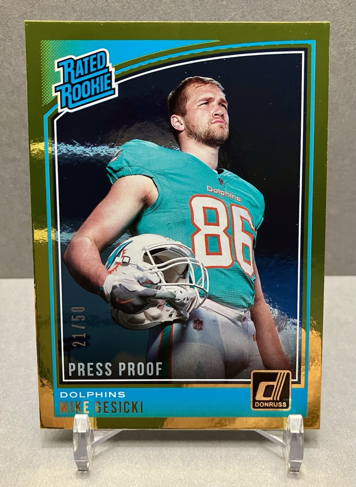 2018 MIKE GESICKI Donruss Rated Rookie Gold Press Proof /50 Card# 337