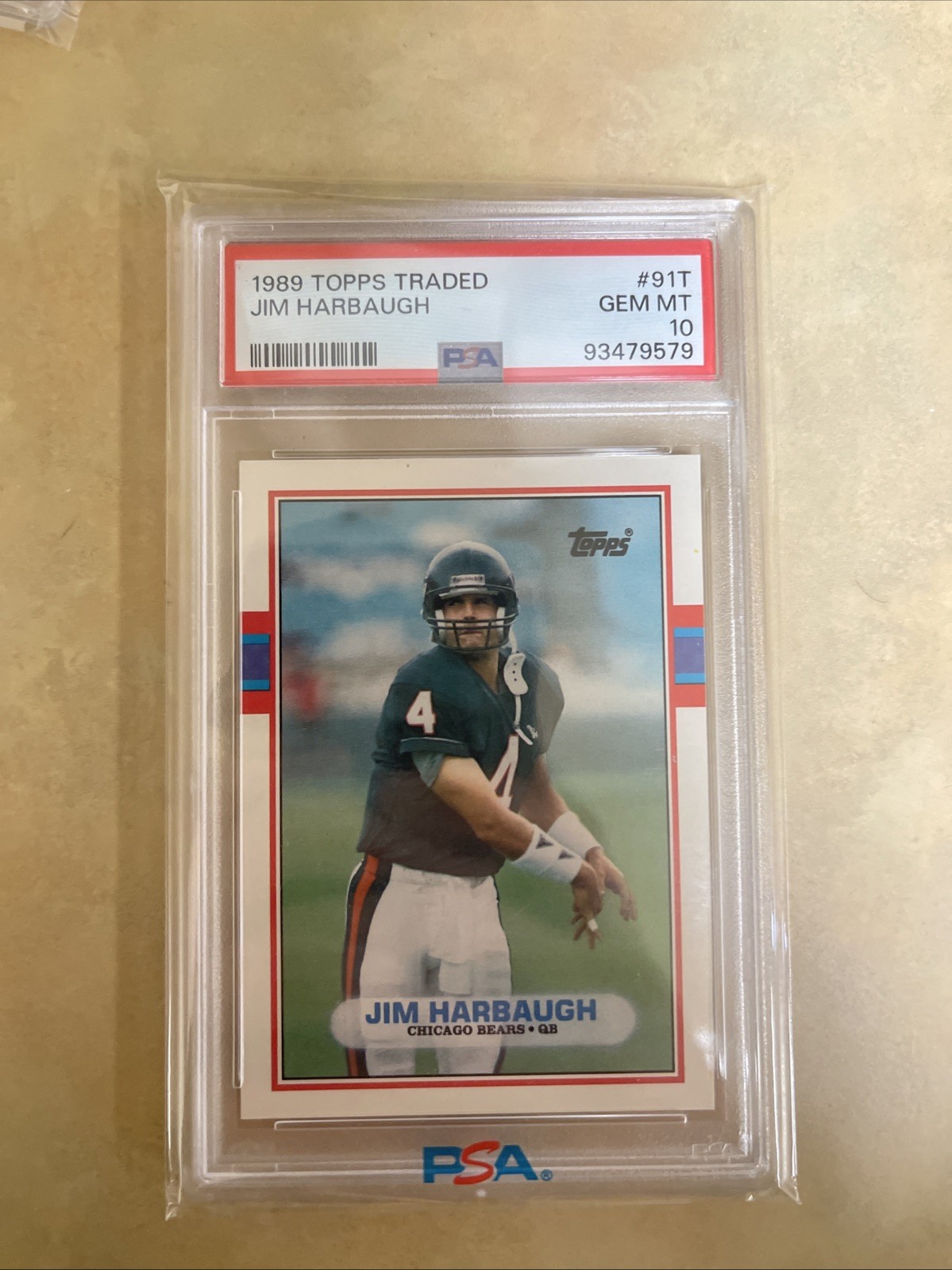 1989 Topps Traded Jim Harbaugh #91T (RC) PSA Gem Mint 10
