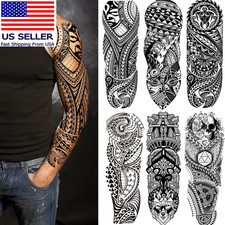 Fake Sleeve Tattoos Stickers 6-Sheet Full Arm Temporary Tattoos Sleeves for Adul