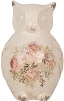 Clayre & Eef Deko-Eule 11X10X17 Cm Landhausstil Keramik Beige Rosa