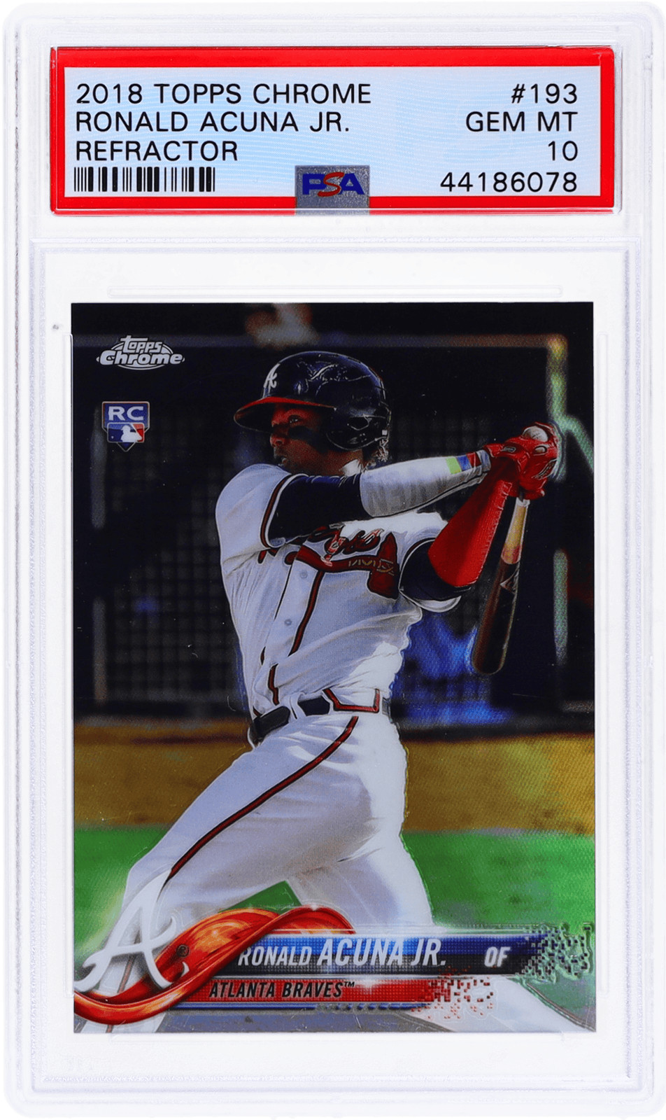 2018 Topps Chrome Ronald Acuna Refractor #193 PSA 10 Rookie RC