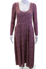 Love Shack Fancy Women Maxi Floral Brown Viscose Long Sleeve Dress Size XS