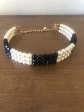Fashion Faux Pearl Choker Necklace Goldtone