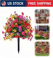 Artificial Violet Flowers with Ground Spike Fake Plants Garden Patio Yard Decor