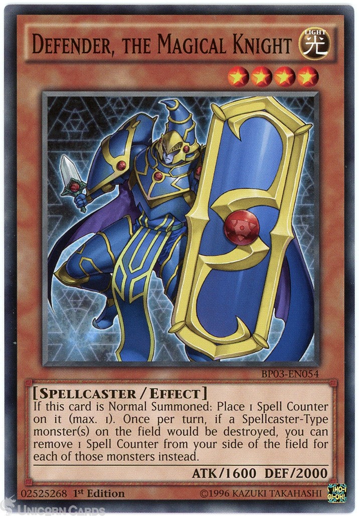 BP03-EN054 Defender, the Magical Knight : Shatterfoil Rare 1st Edition Mint YuGi