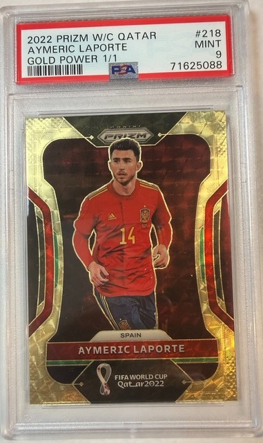 2022 Prizm World Cup Qatar Aymeric Laporte GOLD POWER 1 Of 1 #218 PSA 9 1/1
