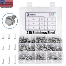 390PCS M4.2 M4.8 M5.5 SELF DRILLING TEK SCREWS HEXAGON HEAD 410 STAINLESS STEEL