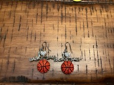 Crystal I Love Basketball Dangle Earrings