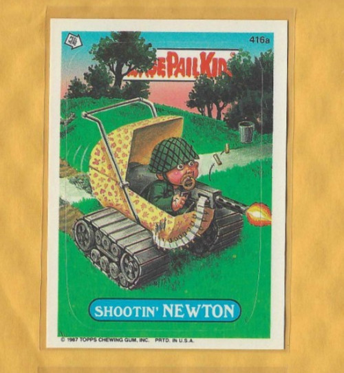 Shootin' NEWTON #416a 1987 Garbage Pail Kids trading card — raw and PSA graded price guide