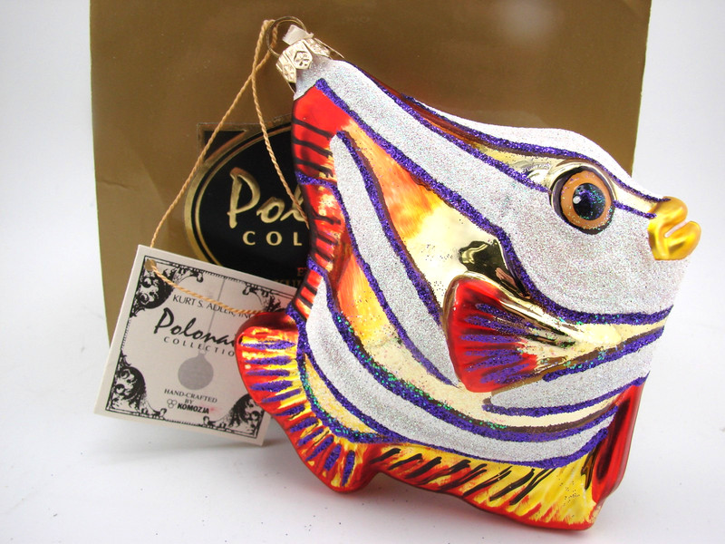 Kurt S Adler Polonaise Tropical Fish Christmas Ornament Angelfish Blown Glass