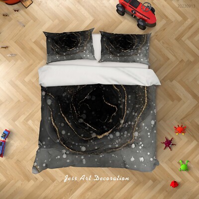 3D Black Gold Texture Marble Quilt Cover Set Bedding Sets Pillowcases Queen