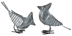 Galvanized Metal Cardinal Blue Jay Bird Figure Set 2 Home Decor 10