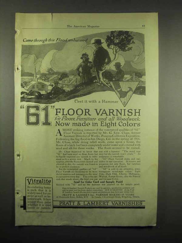 1918 Pratt & Lambert 61 Floor Varnish Ad