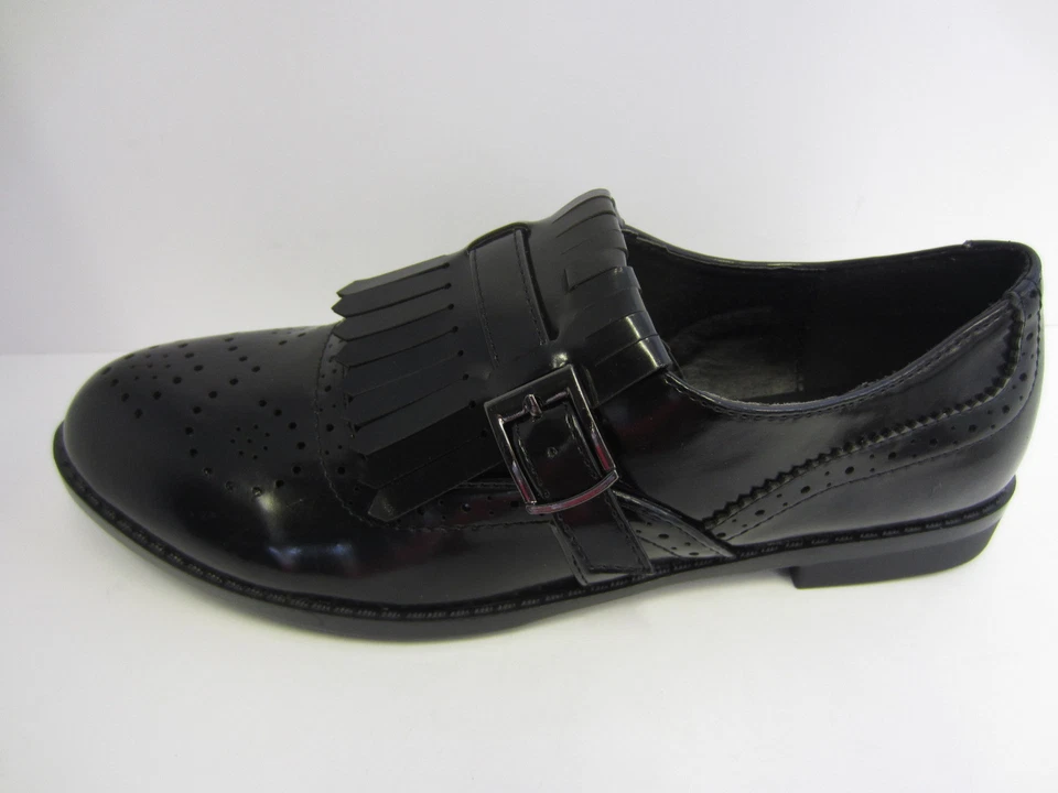 Mujer Negro/Marrón/Rojo Spot On sin Cordones Zapato Oxford Estilo Tallas Ru 3 - - Imagen 3 de 4