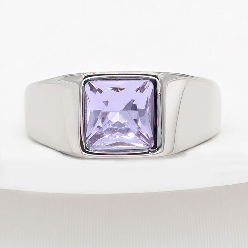 Stainless Steel Square Blue Stone Wedding Statement Party Ring for Men Women - Picture 28 of 28