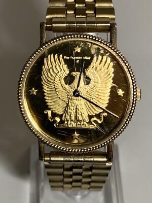 THE FRANKLIN MINT AMERICAN EAGLE DIAL SWISS MOV'T 1988 FLEX BAND