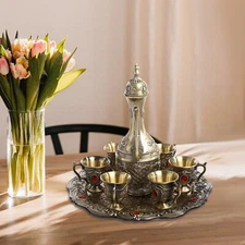 Vintage Coffee Pot And Cups Set Zinc Alloy Tea Service Set Tabletop Tea Pot Set