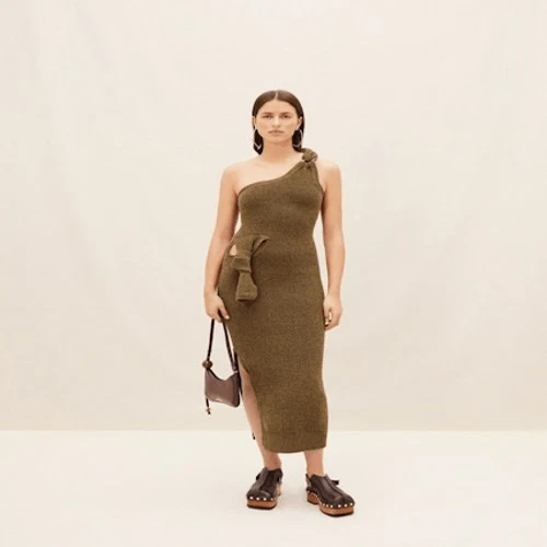 JACQUEMUS La Robe abito a maglia nodo midi