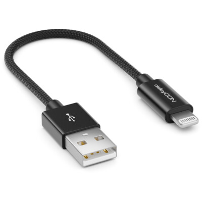deleyCON 0,15m Kabel Nylon Ladekabel Datenkabel für Apple iPhone iPad 