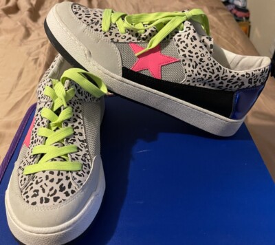 Steve Madden Goody Star Court Oxford Sneakers Leopard Print Womens