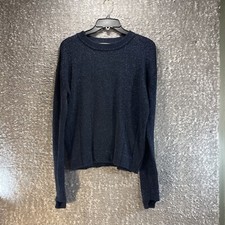 Other Stories Womens Sweater Blue Metallic Cotton Blend Oversized