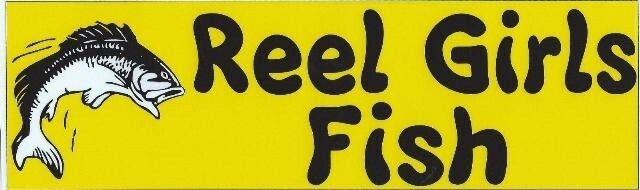10in x 3in Reel Girls Fish Bass Vinyl Bumper Sticker Window 