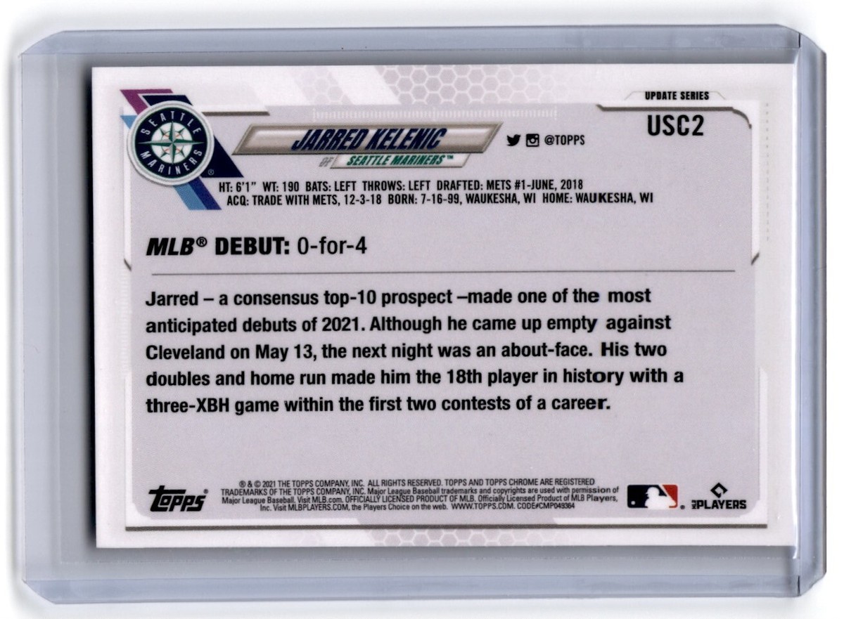 2021 Topps Chrome Update Jarred Kelenic RC Seattle Mariners