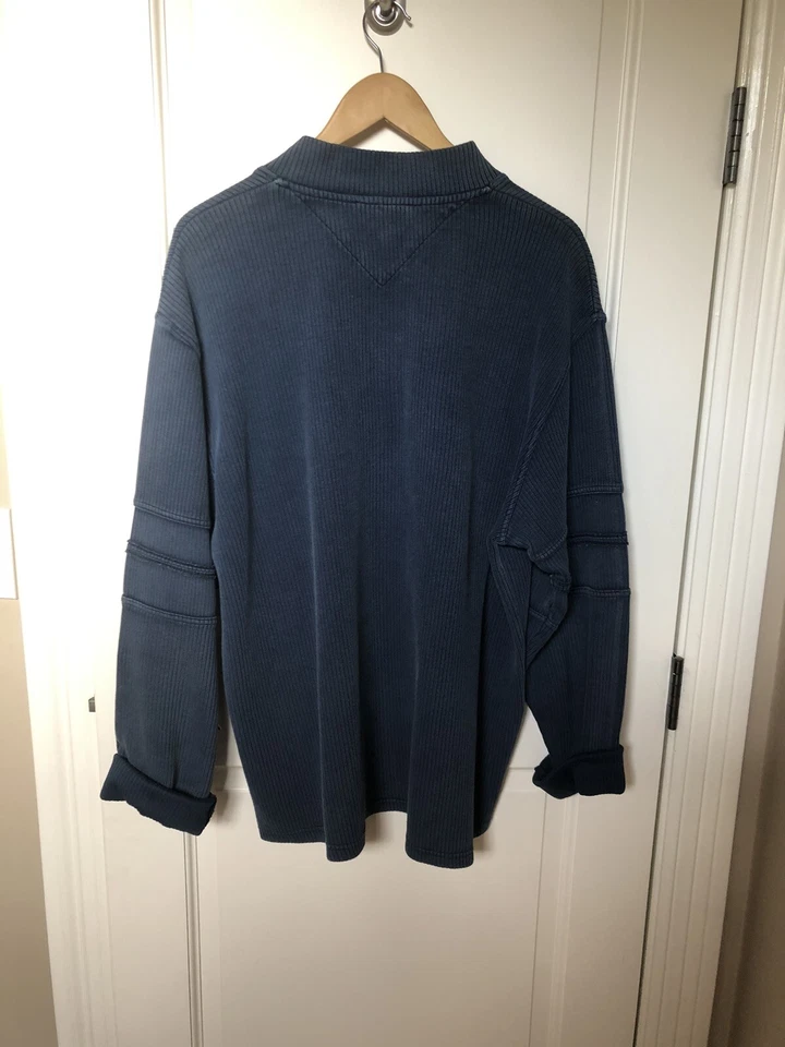 Henley de manga larga con cremallera acanalada para hombre • azul pizarra • XL Foto 3 de 4