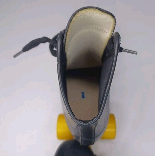 Vintage Rollschuhe schwarz Leder gelb Rollen Größe 1 - Bild 10 von 15
