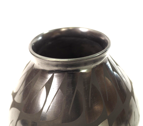Nice Mata Ortiz Casas Grandes Blackware Geo Pottery Bowl Signed - Picture 4 of 12