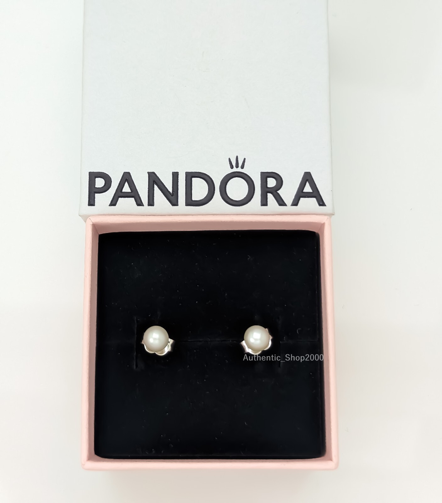 NEW 100% Authentic PANDORA 925 Ale Silver Pearl 4.5mm Stud Earrings ...